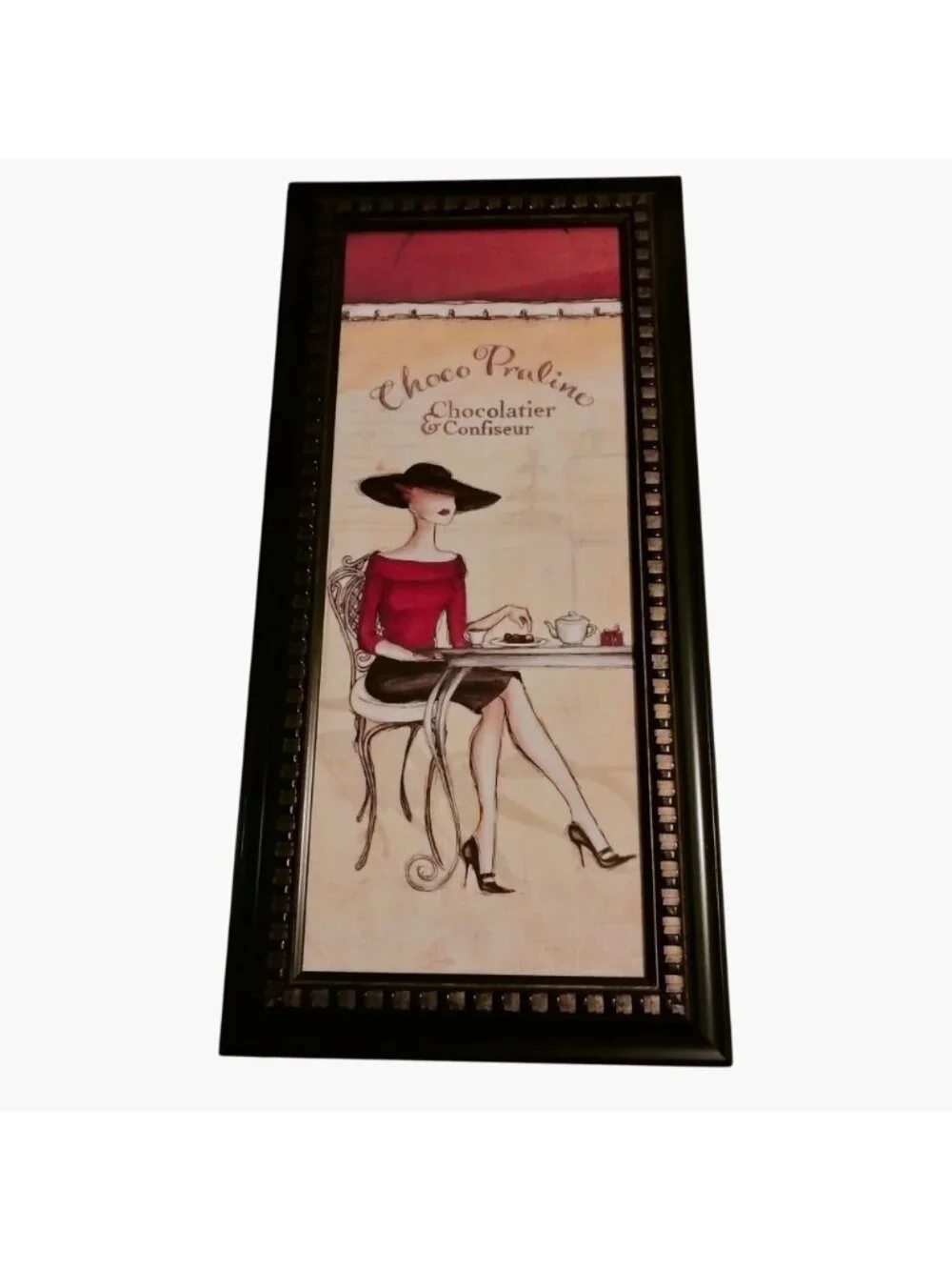 French Cafe Scene Framed Wall Art Print Bistro Choco Praline Chocolatier lot 2